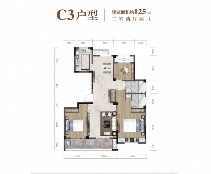 大地西城美院--建面 125m²