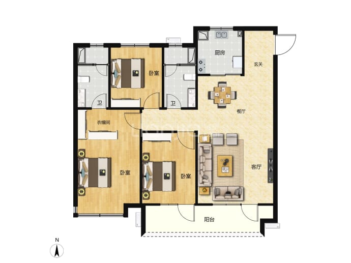 鲁商金茂观海印象--建面 125m²