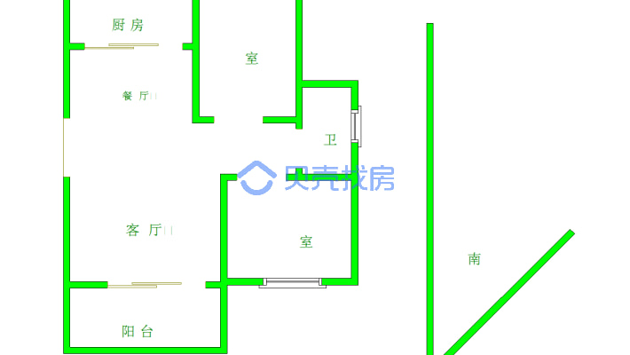 绿锦翡翠城 2室2厅 南-户型图