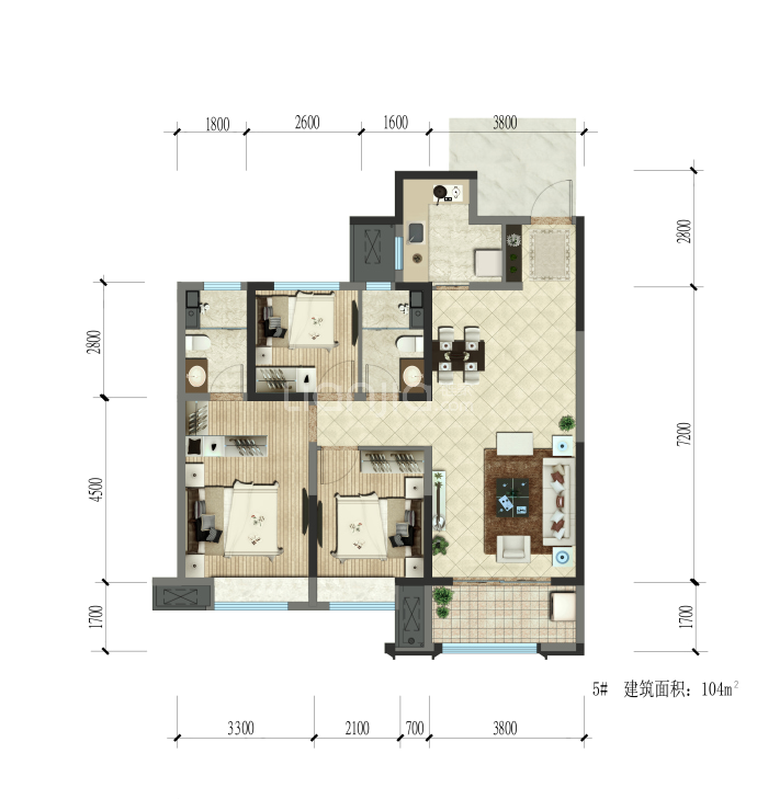 陕建·汉悦府--建面 104m²