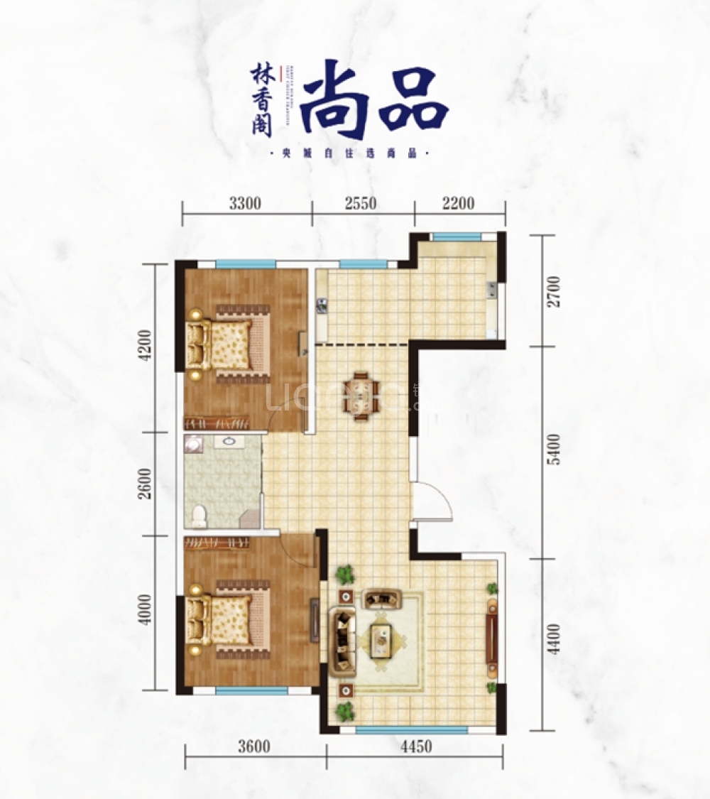 【林香阁·尚品_北京林香阁·尚品楼盘】零居室户型图|2室2厅1卫建面
