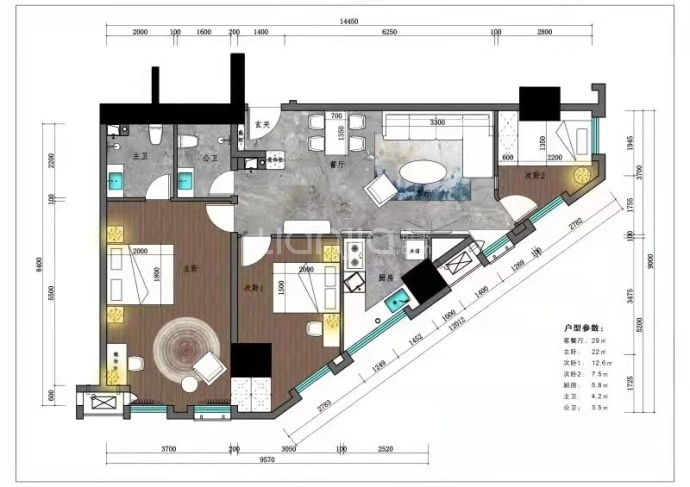 央棠--建面 123m²