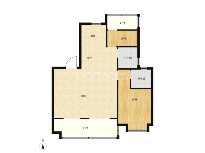 城建琥珀春树里3室2厅2卫户型图