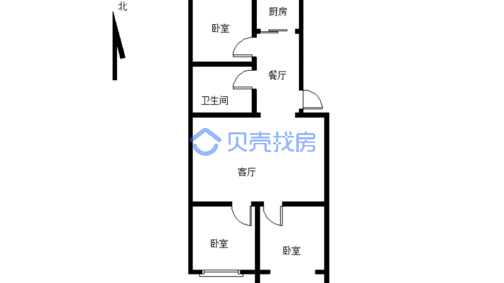 松秀园 76平 长寿楼层 经典小三室户型 小税-户型图