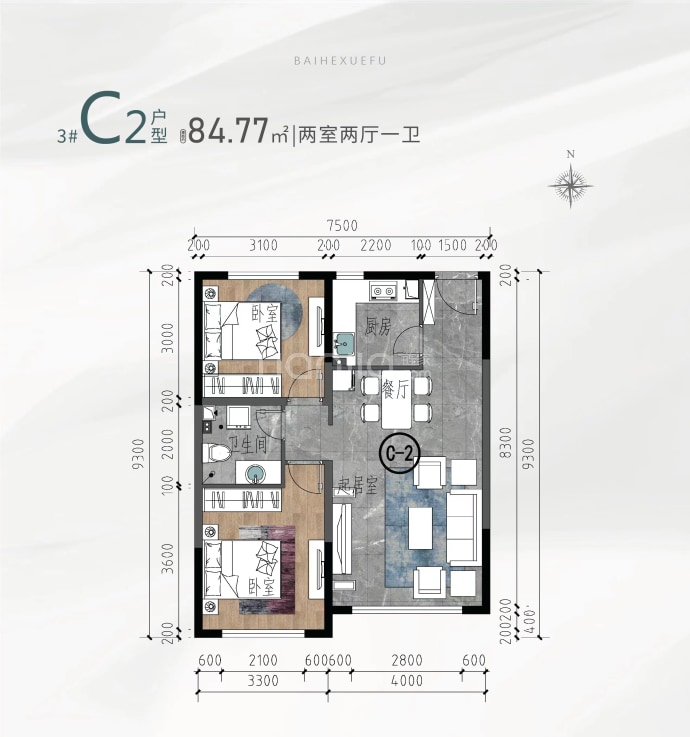 百合学府--建面 84.77m²