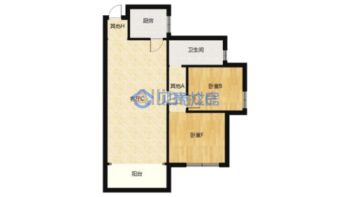 袁州信息 高铁站旁 嘉豪花苑 毛坯2房 急卖-户型图