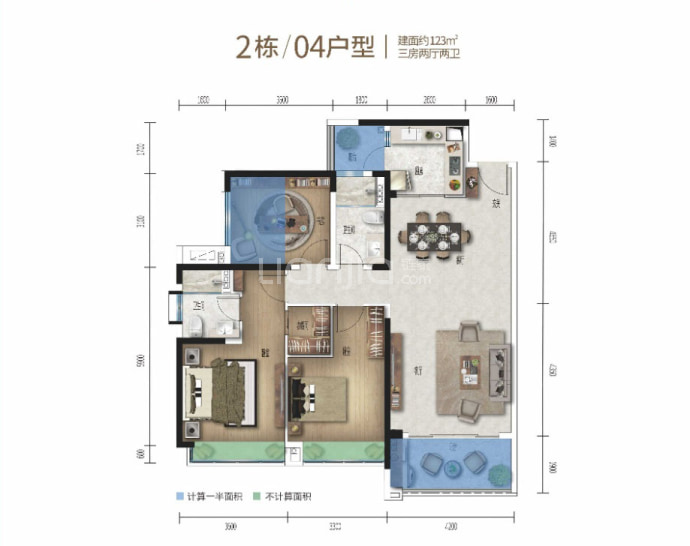 电建地产·洺悦华府--建面 123m²