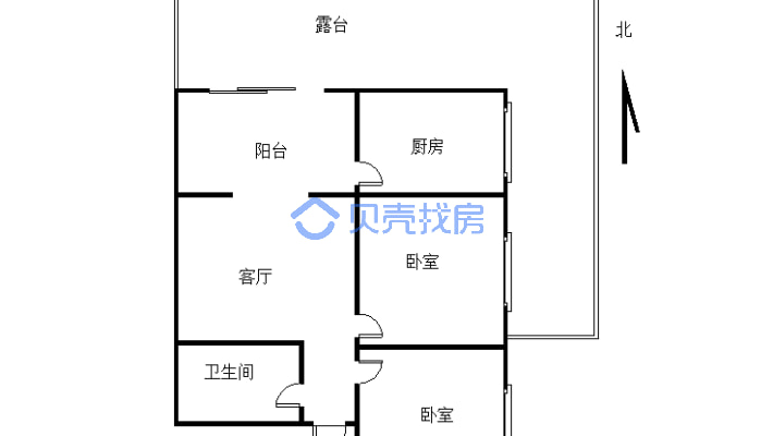 市一建公司住宅楼 2室2厅 南-户型图