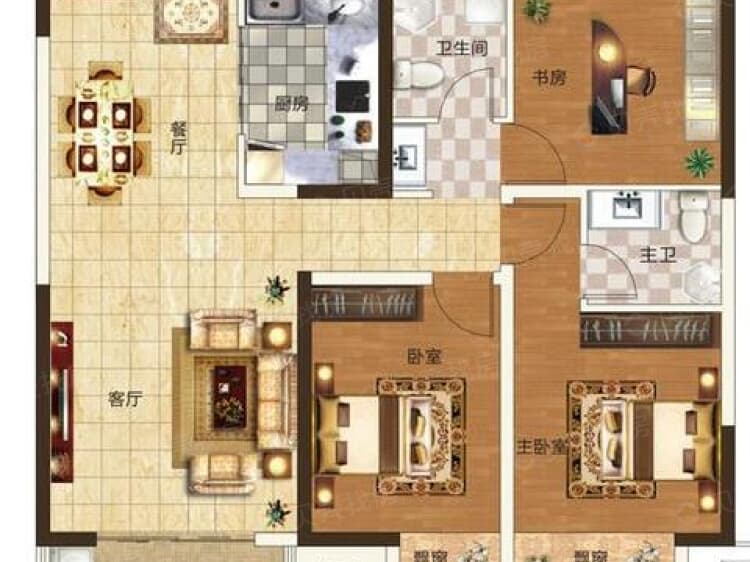 奥兰和园3室2厅2卫户型图