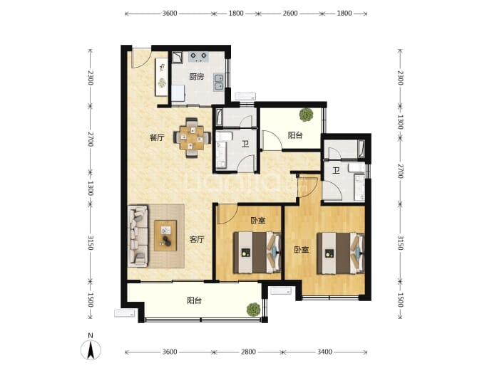 美的·金地·新明珠·凤翔湾壹号--建面 98m²