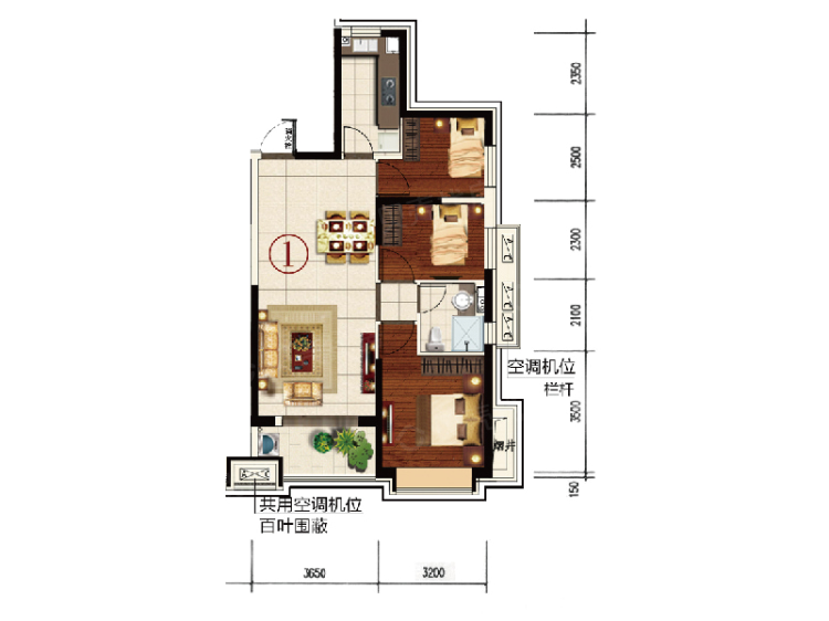 恒大华府楼盘】三居室户型图|3室2厅1厨1卫建面 98m05房型图-盘锦
