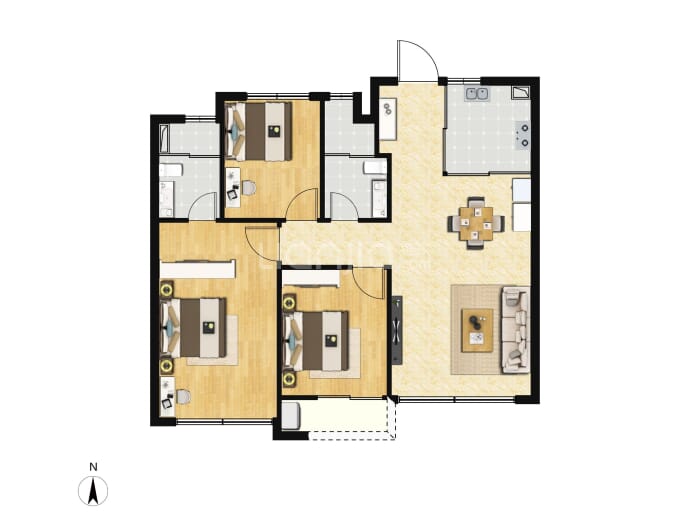 建发鲤悦3室2厅2卫户型图