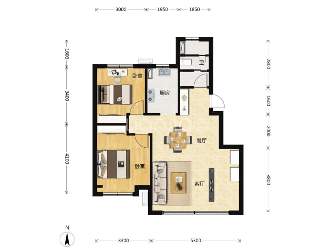 天津万达自在澜湾--建面 82m²