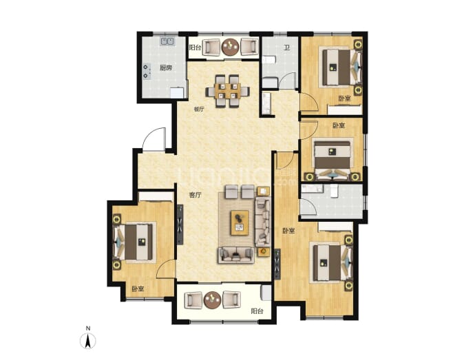 华芳福昌郡4室2厅2卫户型图