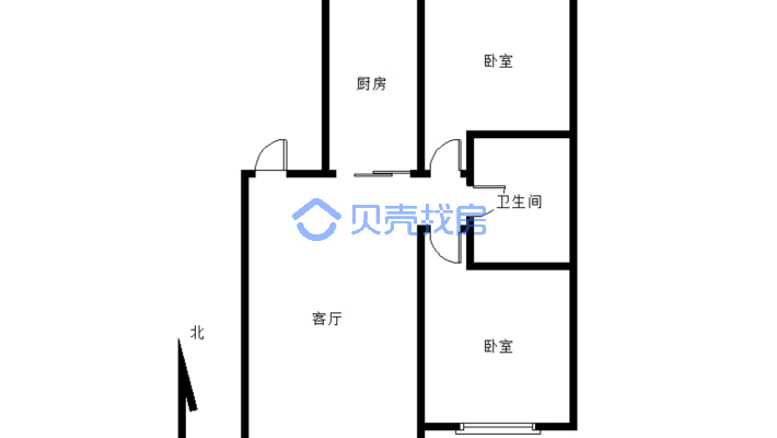 明室明厅两室 简装修 视野宽阔 采光好可讲价-户型图