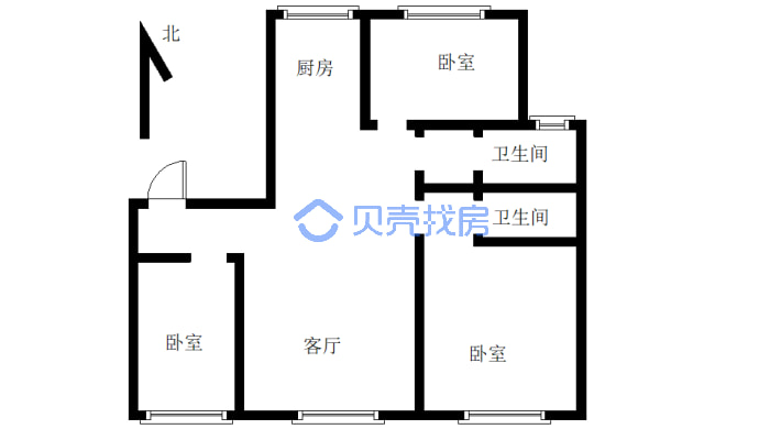 ：众联时代城 总价低 位置好三室双卫  房主包更名-户型图