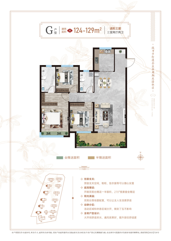 中北西城一品3室2厅2卫户型图
