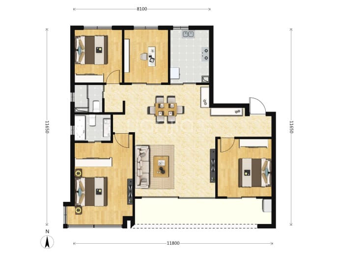 白桦林悦--建面 135m²