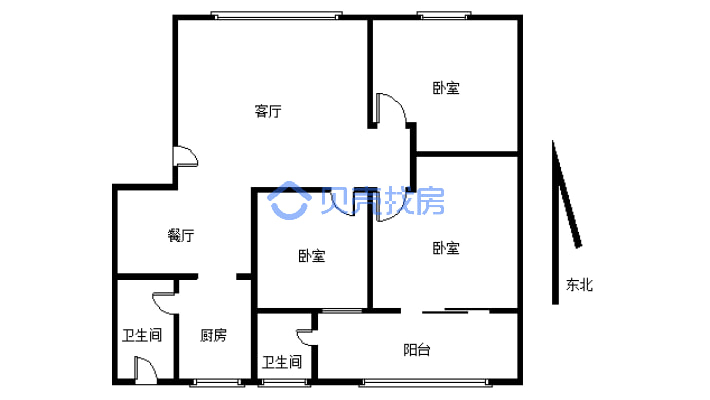 老城区丝绸街大三室双卫带阳台，低楼层出行便利-户型图