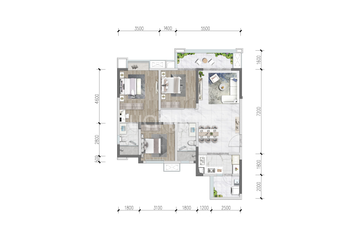 旭辉云樾天境--建面 107.7m²