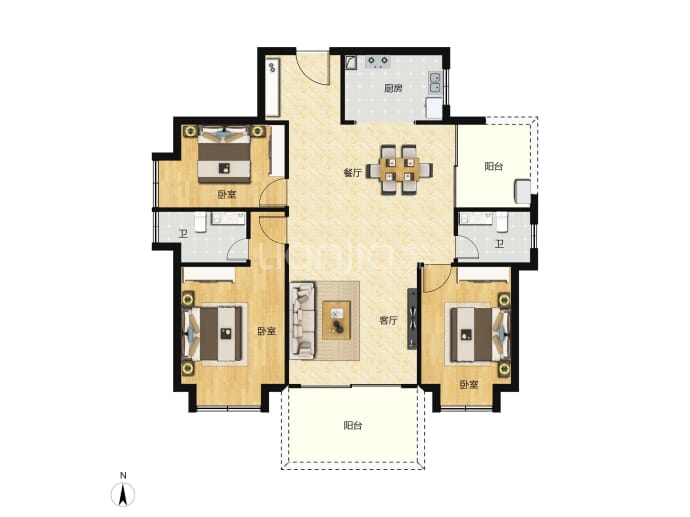 嘉逸园4室2厅2卫户型图