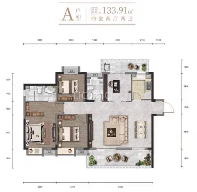 银河东湖雅居--建面 133.91m²