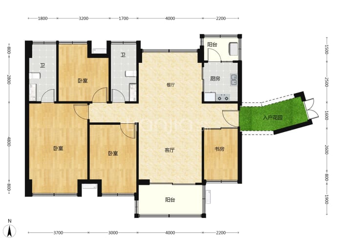 誉峯名门4室2厅2卫户型图
