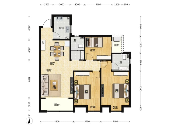 恒广国际景园三区--建面 114.42m²