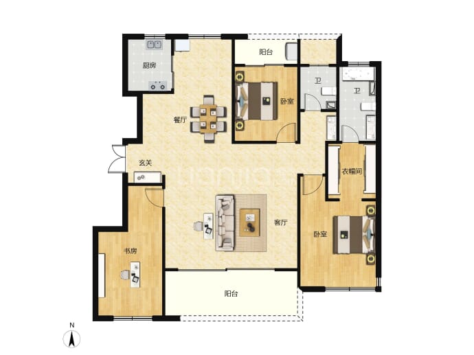 建业泰和府3室2厅2卫户型图