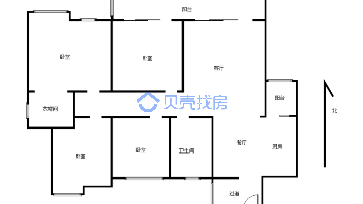 城北高品质小区，四室两厅双卫  户型方正-户型图