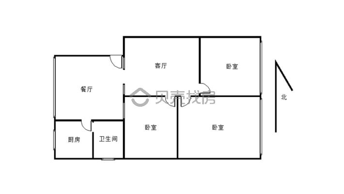城中解放街 三室两厅 位置好 户型方正 适合居住-户型图