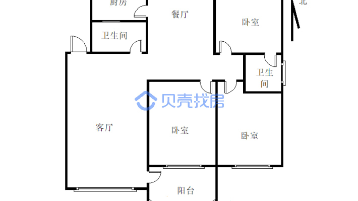 【优质大三室双卫】南风苑 123.56m²-户型图