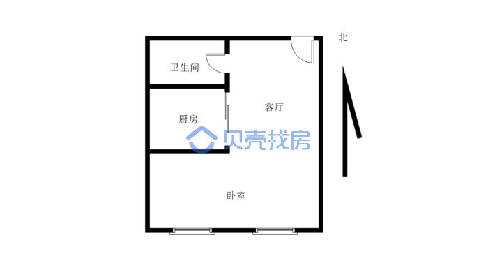 玉龙家园，阳面电梯房，两室一厅-户型图