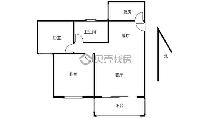 滨江路，东方家园中间楼层，现浇房，两室简装，有小区-户型图