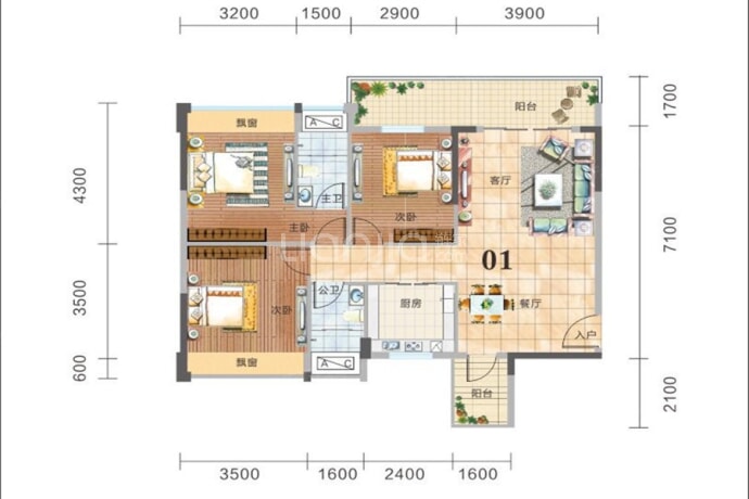 格林春天--建面 103m²