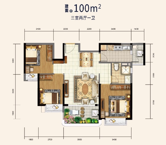 恒大文旅城--建面 100m²