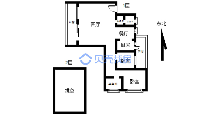急售 跃层  丽雅江宸 5室2厅3卫 实的面积有225平方-户型图