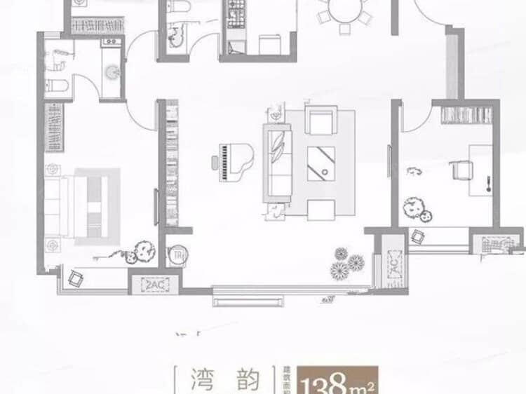 【新力珑湾_烟台新力珑湾楼盘】三居室户型图|3室2厅1厨2卫建面 139m