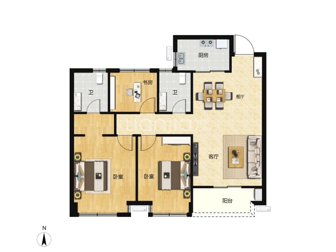 绿城·春江明月--建面 99m²
