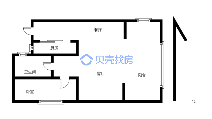 曼熙别苑  精装修 拎包入住  一室一厅-户型图