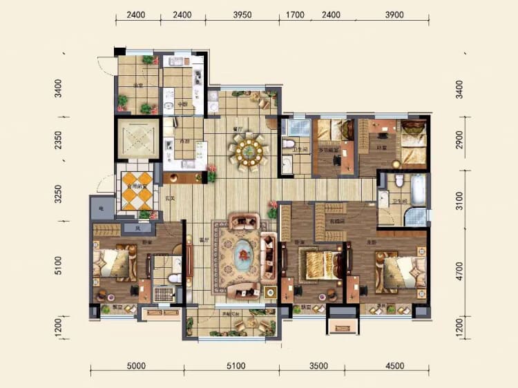 碧桂园银亿大城印象锦园5室2厅3卫户型图