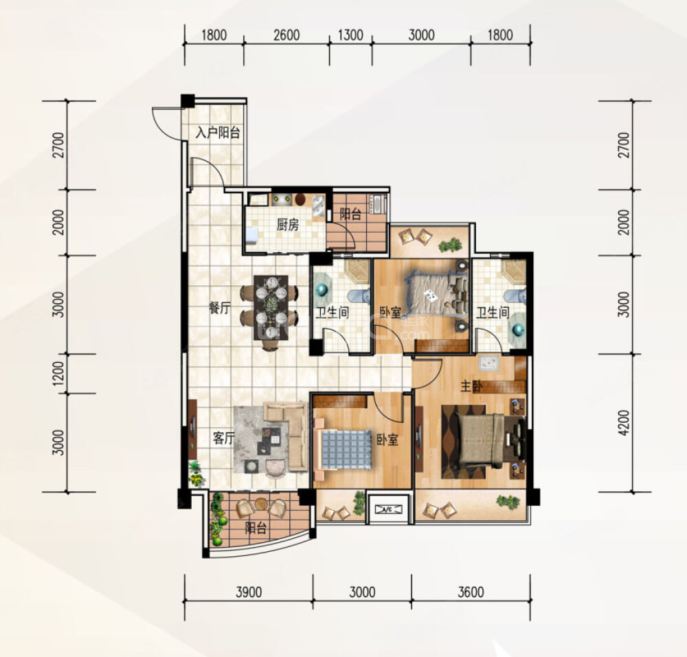 【灵川彰泰·中央城_贵阳灵川彰泰·中央城楼盘】零居室户型图|2室2厅