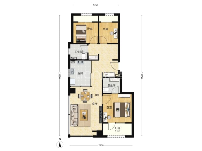 中建壹品花香壹号3室2厅2卫户型图