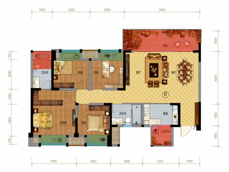香悦府4室2厅2卫户型图