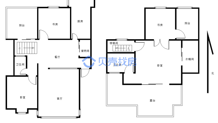 房屋大户型两层 使用面积大 带屋顶花园拎包入住-户型图