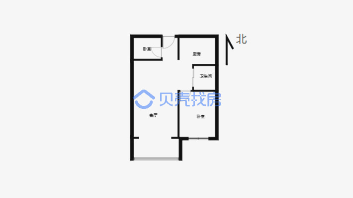 碱泉街高层中的中间楼层，小两室，精装修-户型图