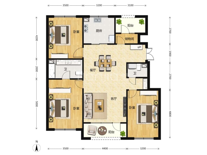 南江府--建面 129m²