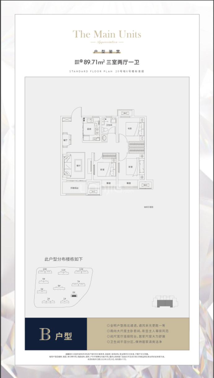 融侨中原城3室2厅1卫户型图