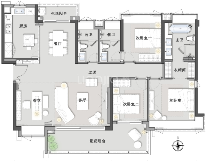 新鸿基地产峻銮--建面 162m²