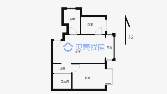 新市区 北京路 通嘉世纪城 小两室-户型图